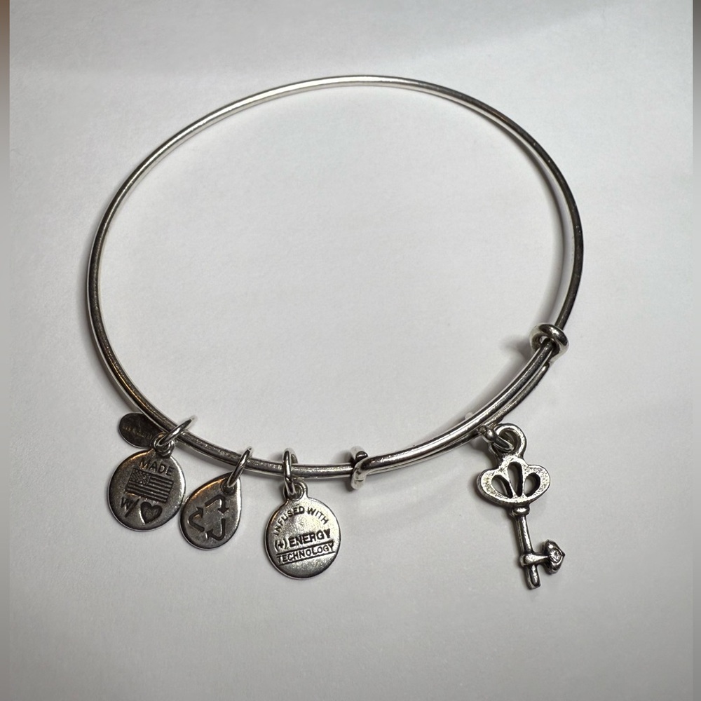 Alex and Ani Expandable Wire Bangle with Skeleton Key